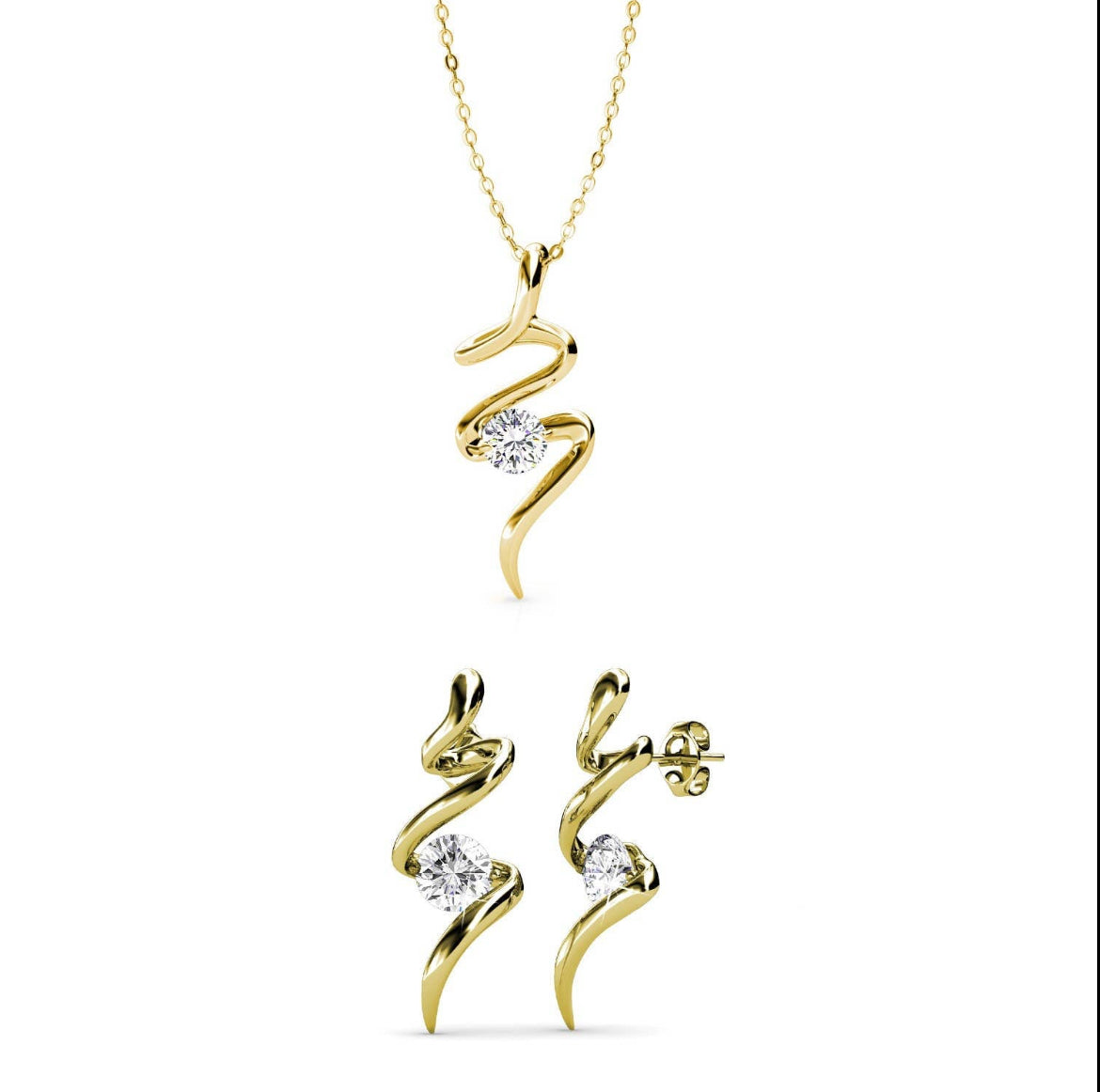 Parures Spiral - Doré et Cristal
