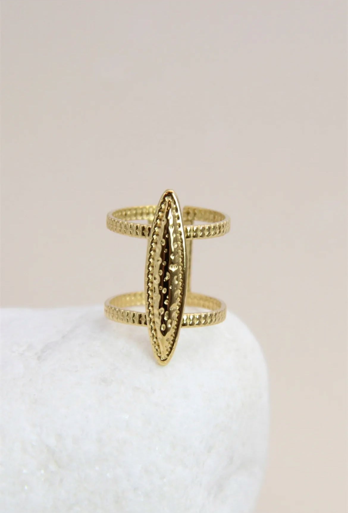 Bague texturée ajustable doré