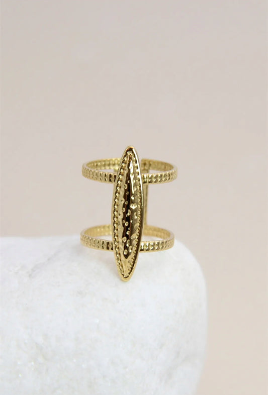 Bague texturée ajustable doré