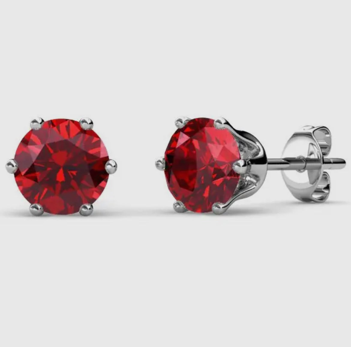 Boucles d'oreilles Janvier- Argenté et Rouge