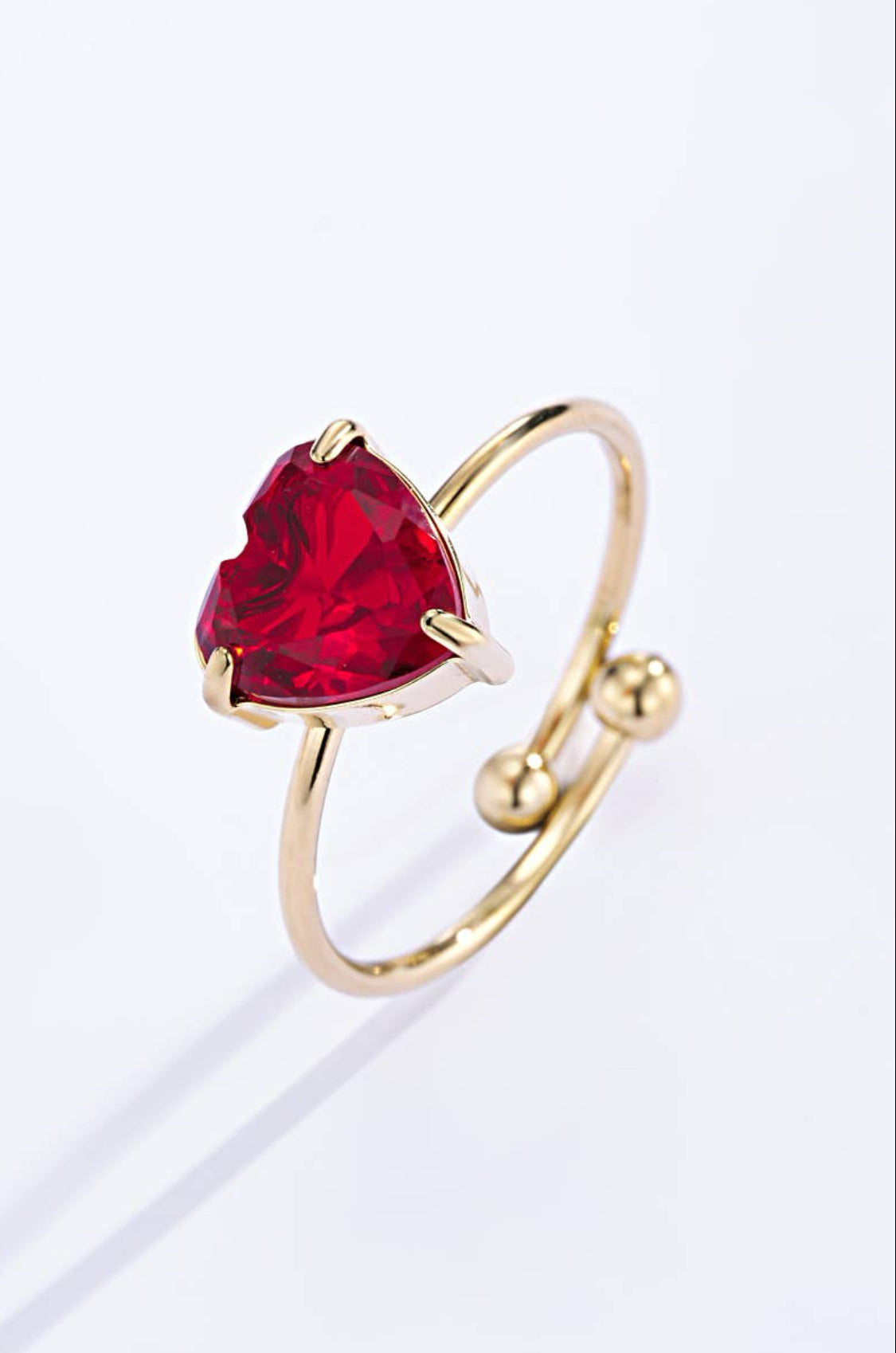 Bague cœur coloré en acier inoxydable : Rouge