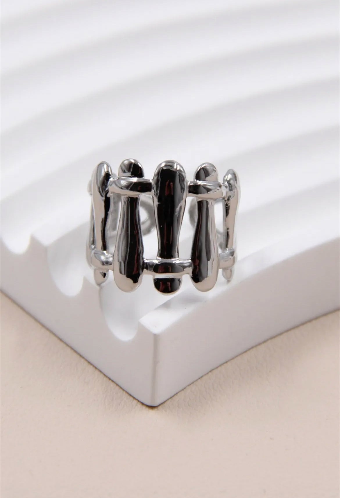 Bague maillon chaîne ajustable: argenté