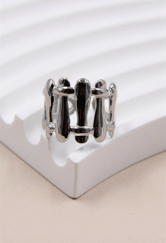 Bague maillon chaîne ajustable: argenté