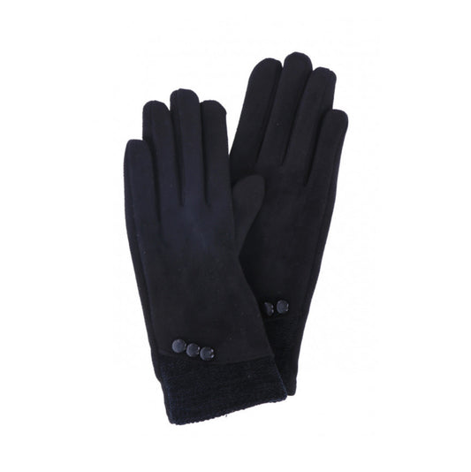 Gevlekte handschoen met knopen: Zwart