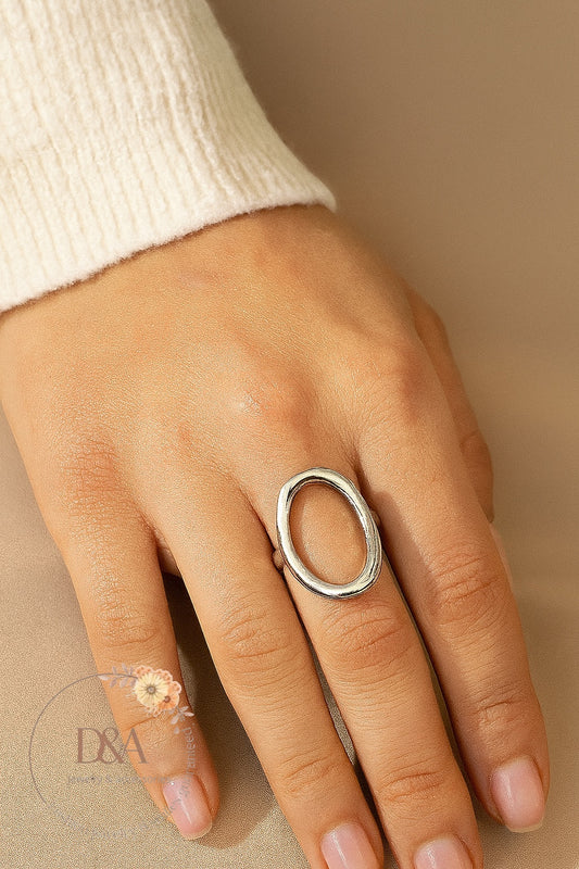 Bague ovale en or poli - Eliza: Argent