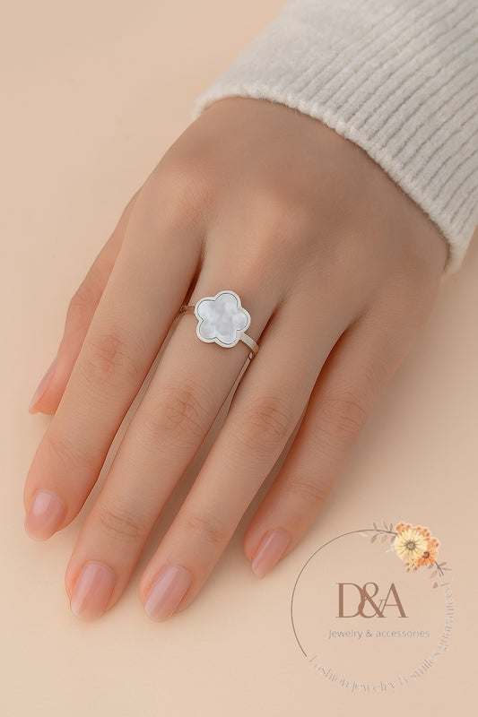 Bague fines serti de trèfles coloré - Olympia: Silver White
