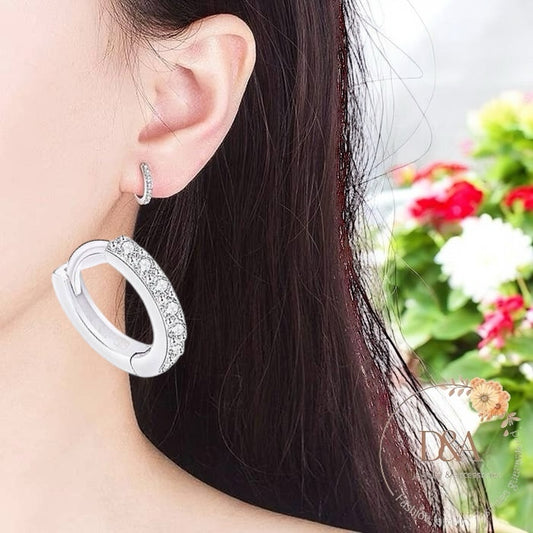 Boucles d’oreilles Cliquet en diamant - Argenté