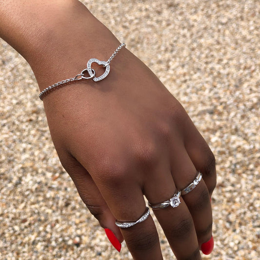 Bracelet Locked Heart - Argenté et Cristal