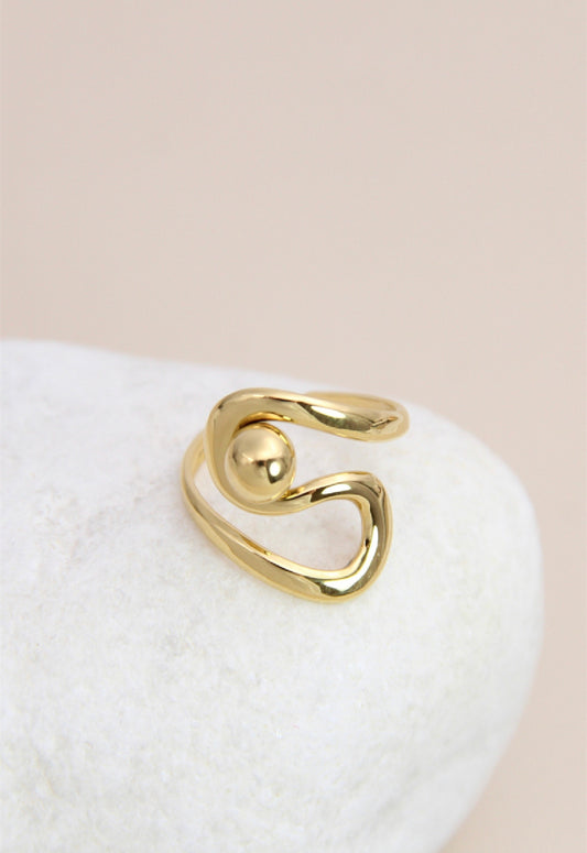 Bague torsadé orné de perle doré
