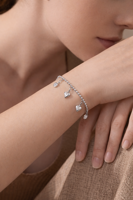 Zilveren hartarmband