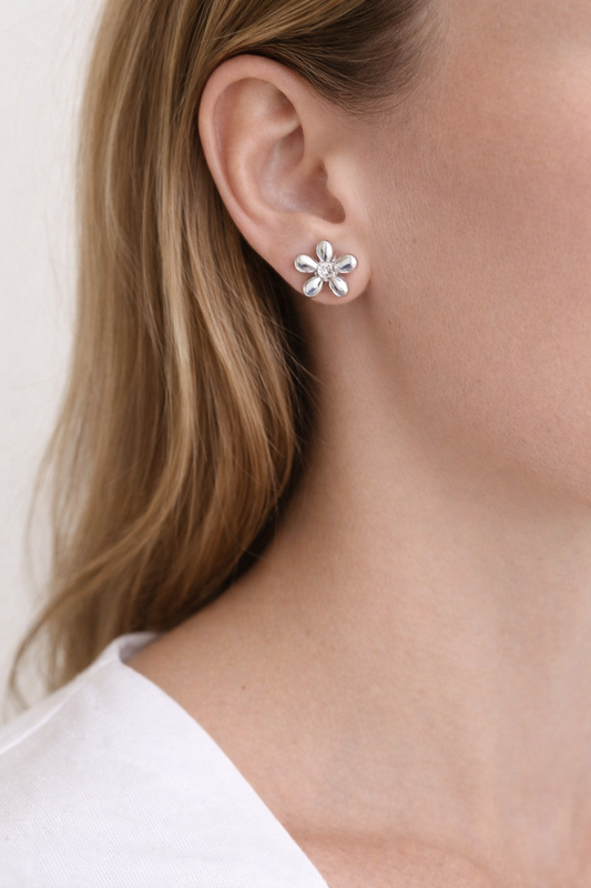 Zilveren bloemoorbellen