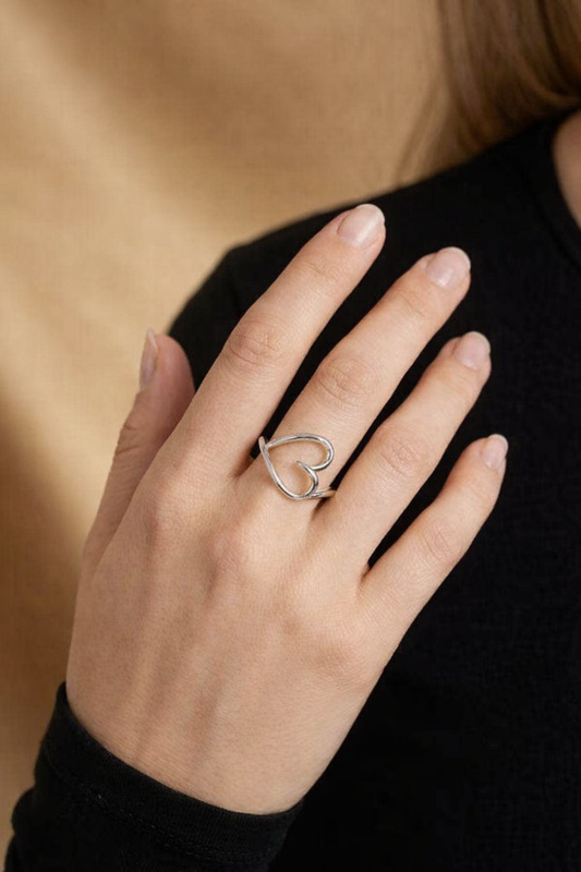 Bague cœur argenté