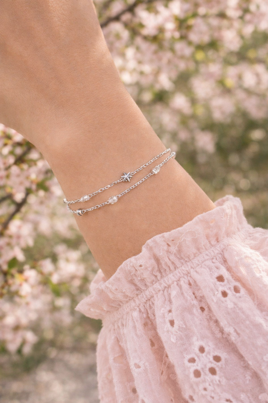 Zilveren parelarmband