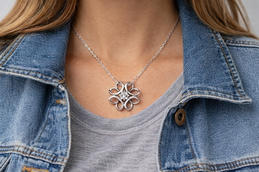 Narcissenketting - Zilver en kristal