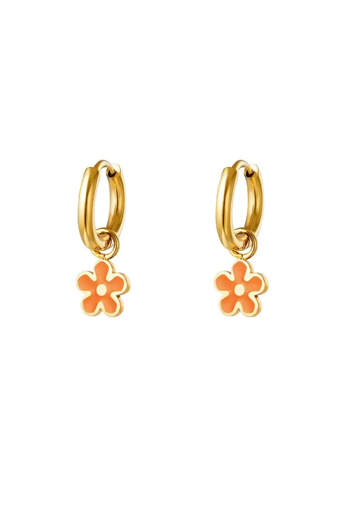 Boucles d’oreilles fleur orange