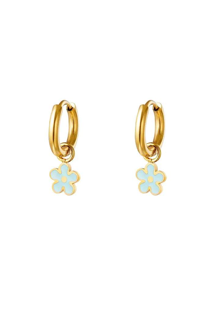 Boucles d’oreilles fleur bleu