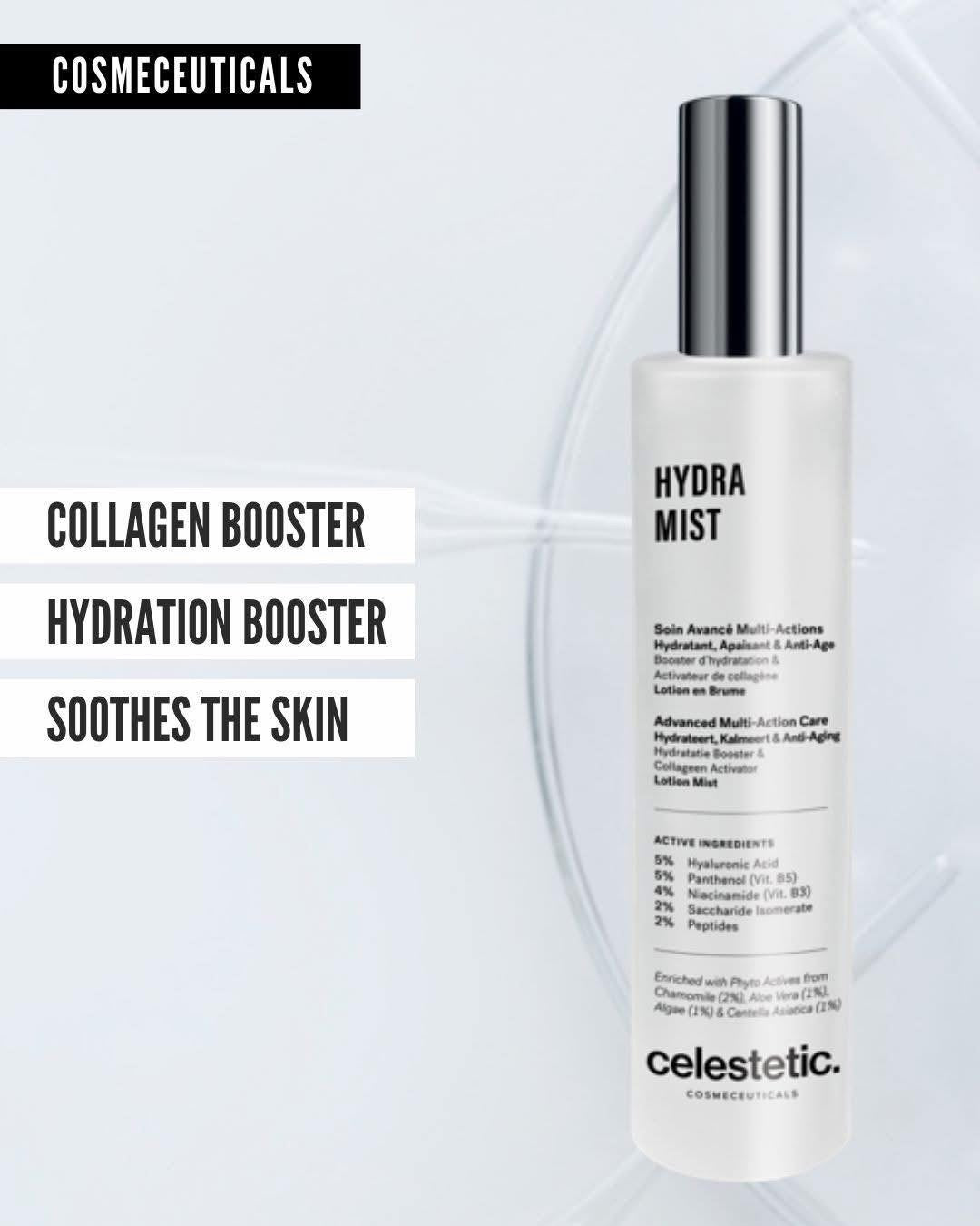 Hydra Mist
 Hydraterende, verzachtende en collageenstimulerende mist.