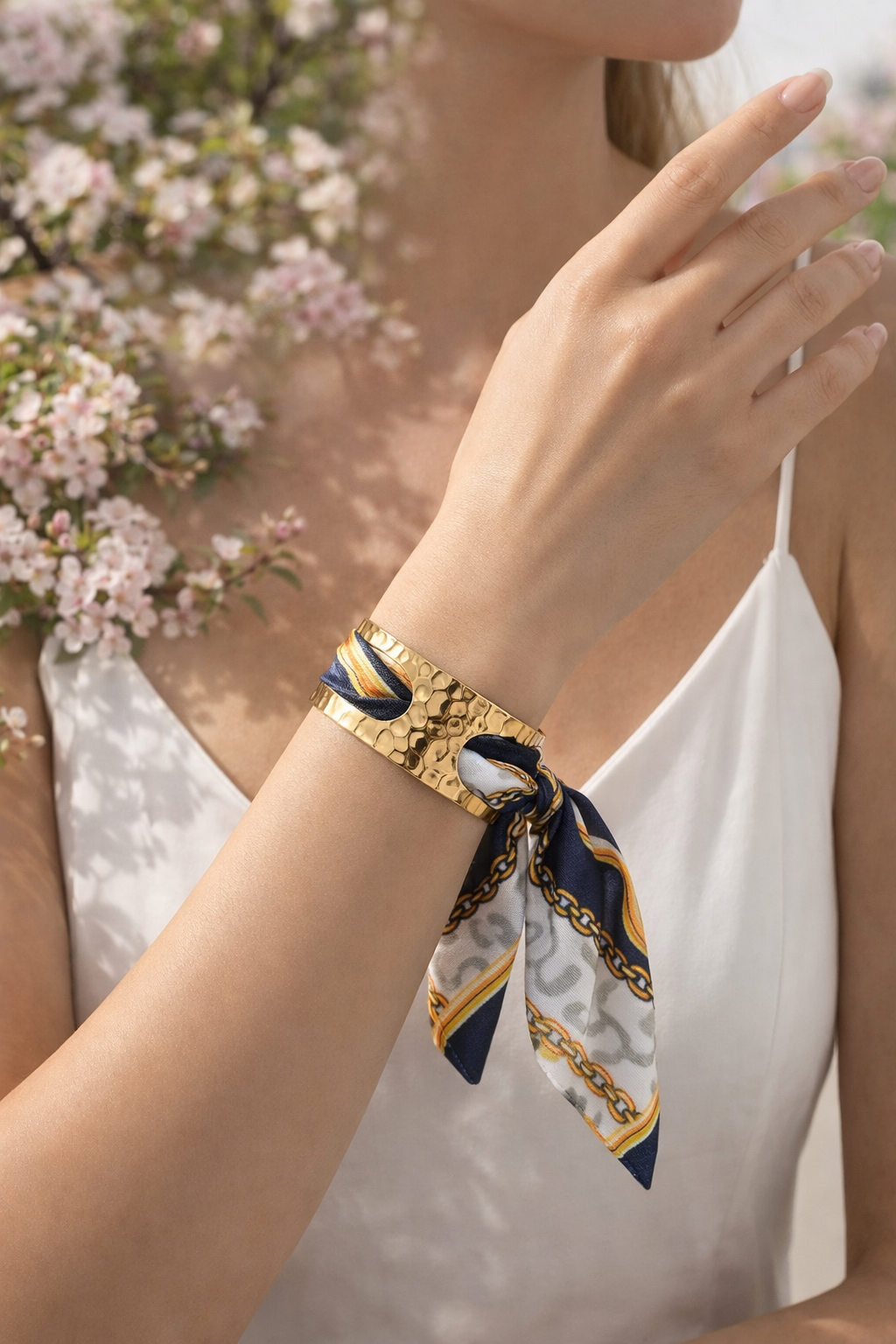 Bracelet jonc avec foulard – Chic & tendance