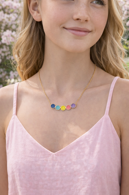 Collier smiley doré