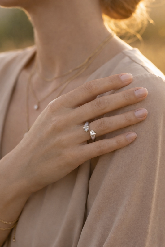 Bague cœur argenté