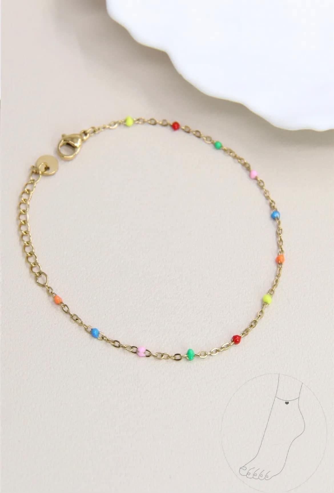 Chaîne de cheville multicolore