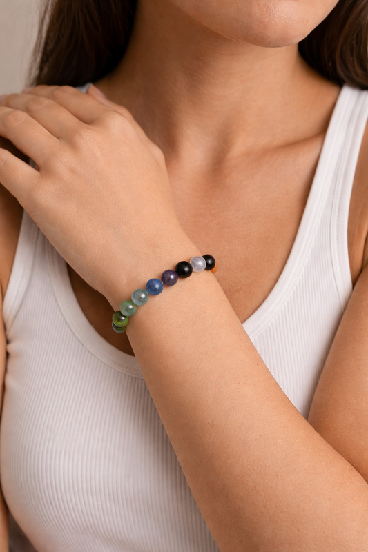 Chakra balancerende kristallen bol armband