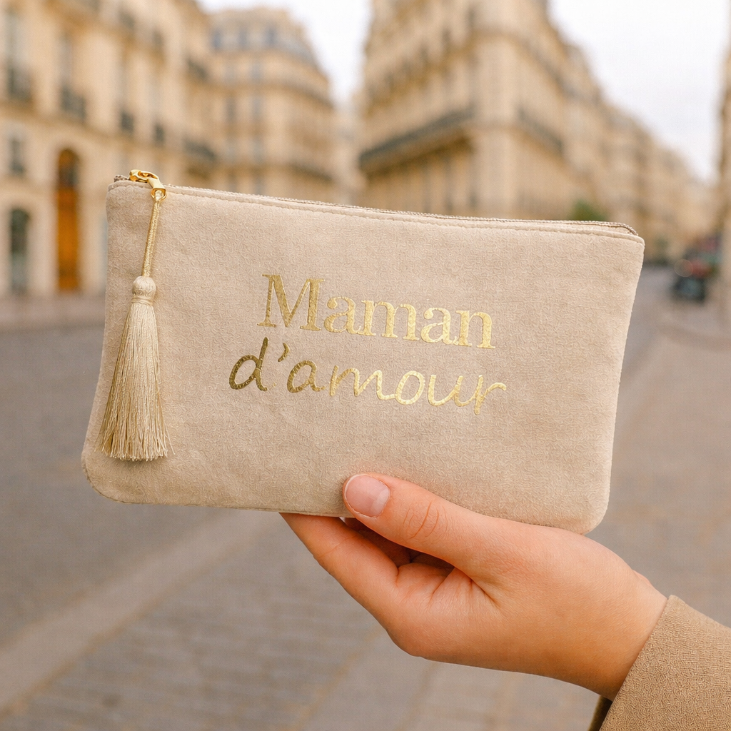 Velours zakje "Lieve mama" – Elegante zachtheid