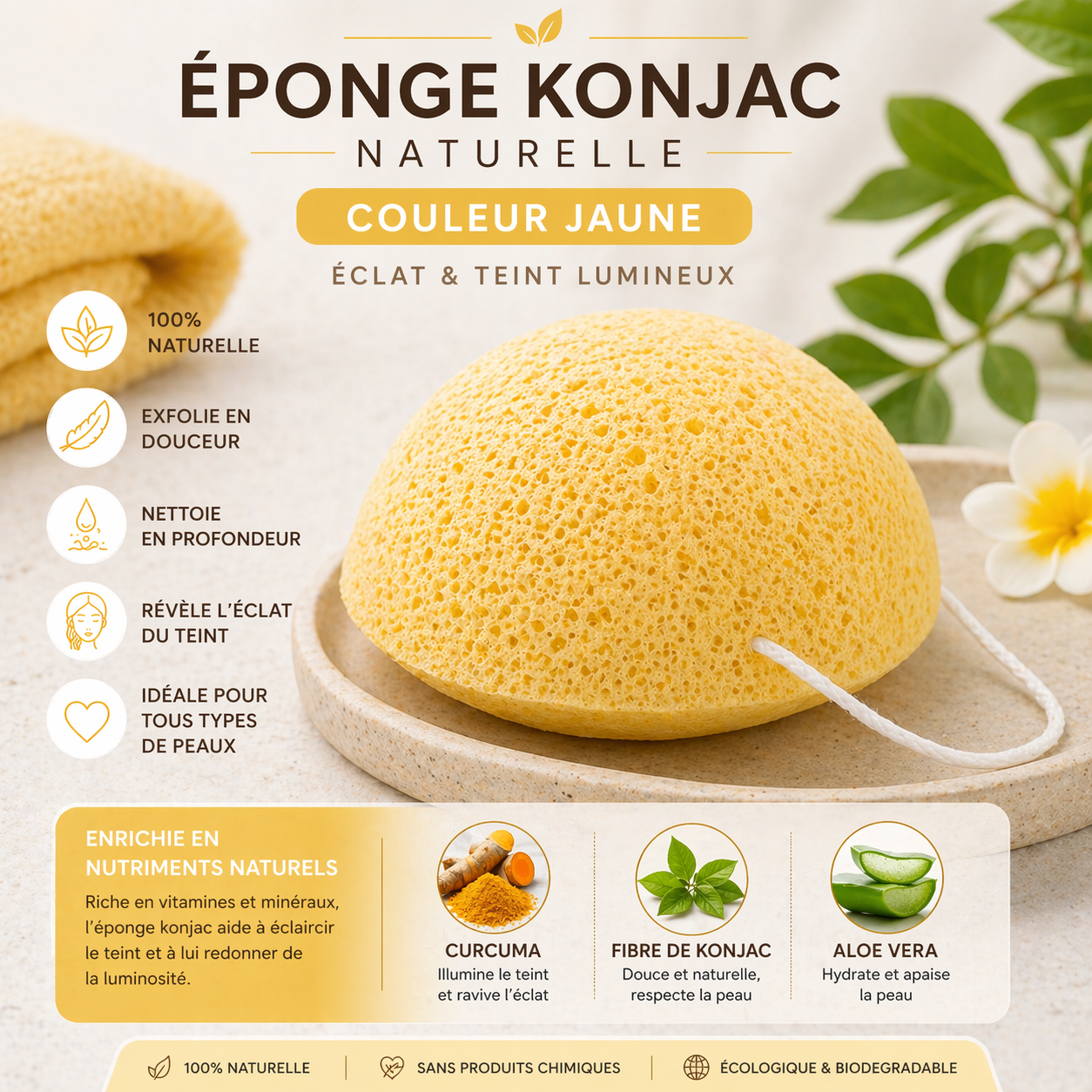🧼Natuurlijke Konjac gezichtsspons – Zachte & stralende huid