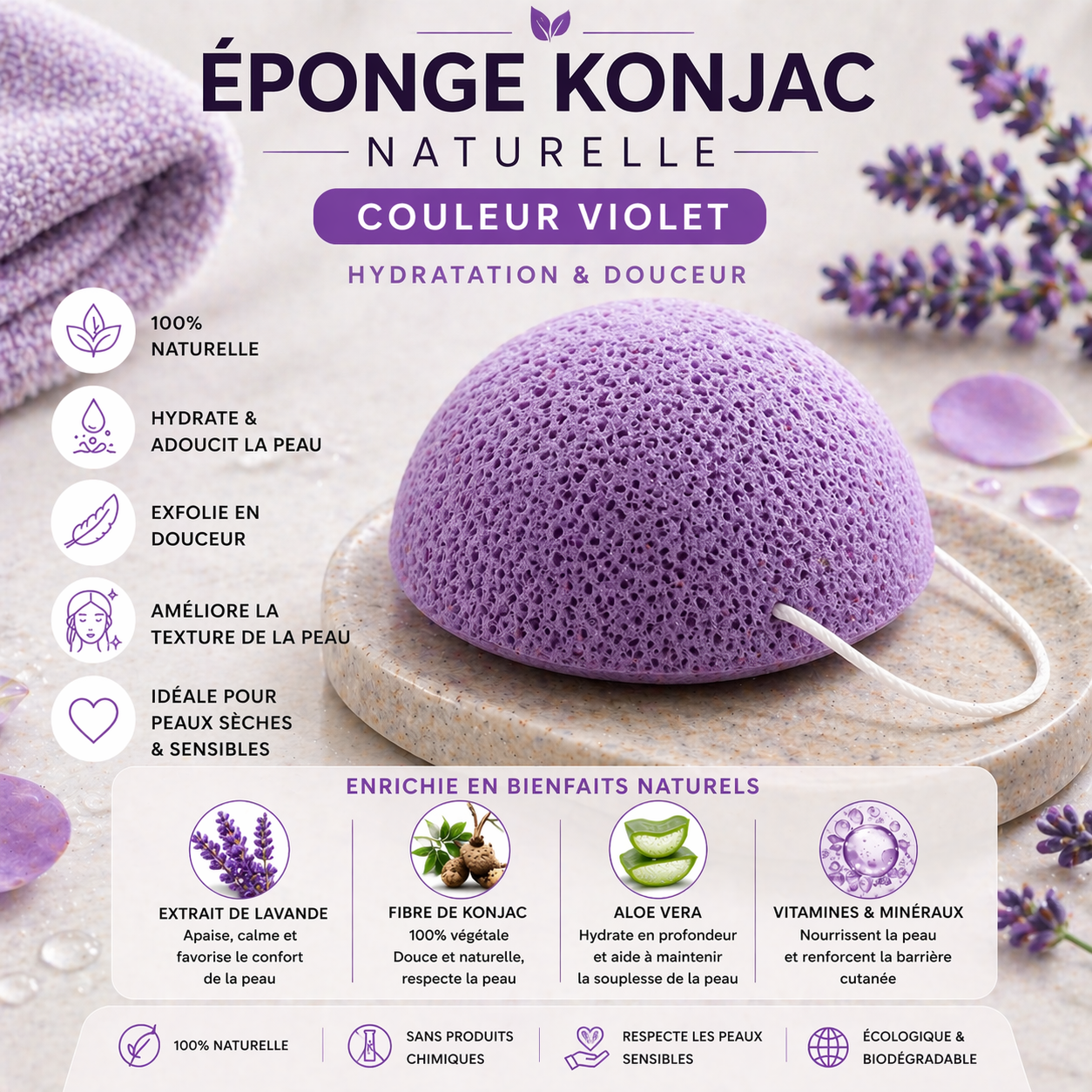 🧼Natuurlijke Konjac gezichtsspons – Zachte & stralende huid