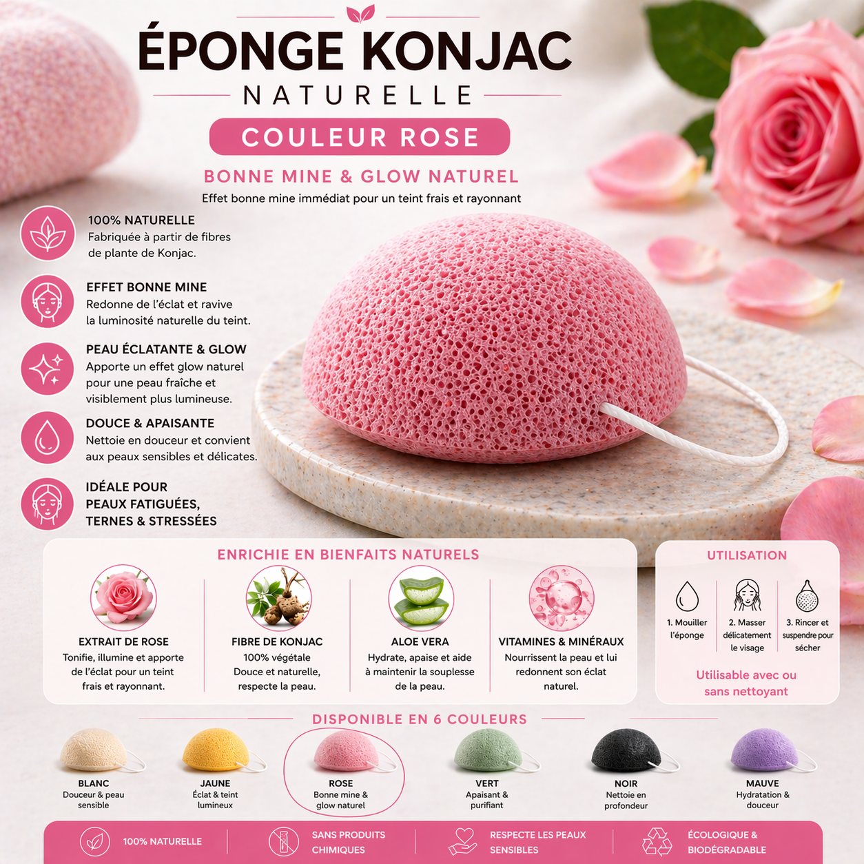 🧼Natuurlijke Konjac gezichtsspons – Zachte & stralende huid