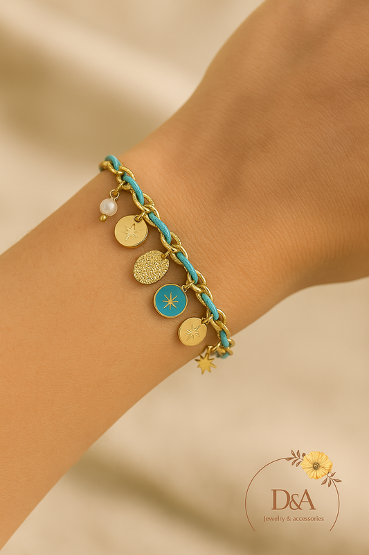Bracelet breloque pendentif - Hanina: Turquoise