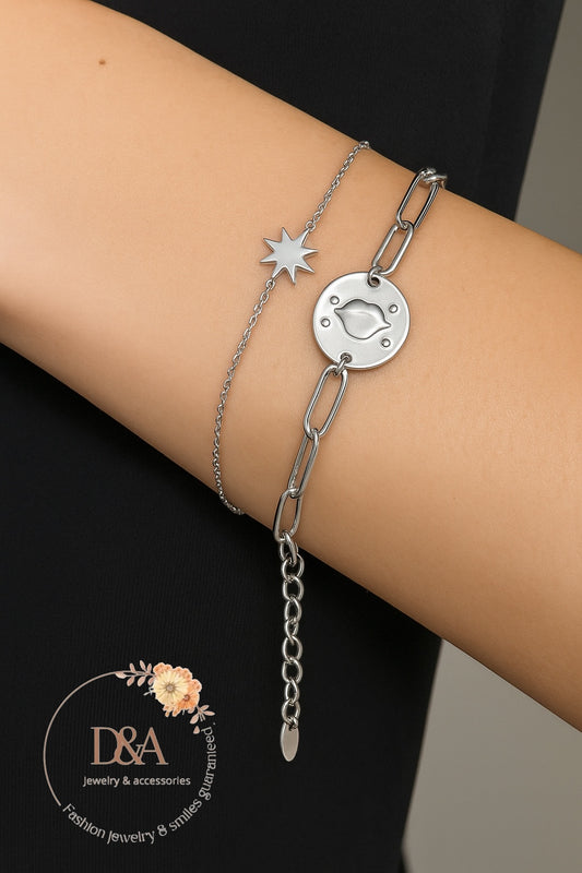 Hemelse Dubbele Armband: Zilver