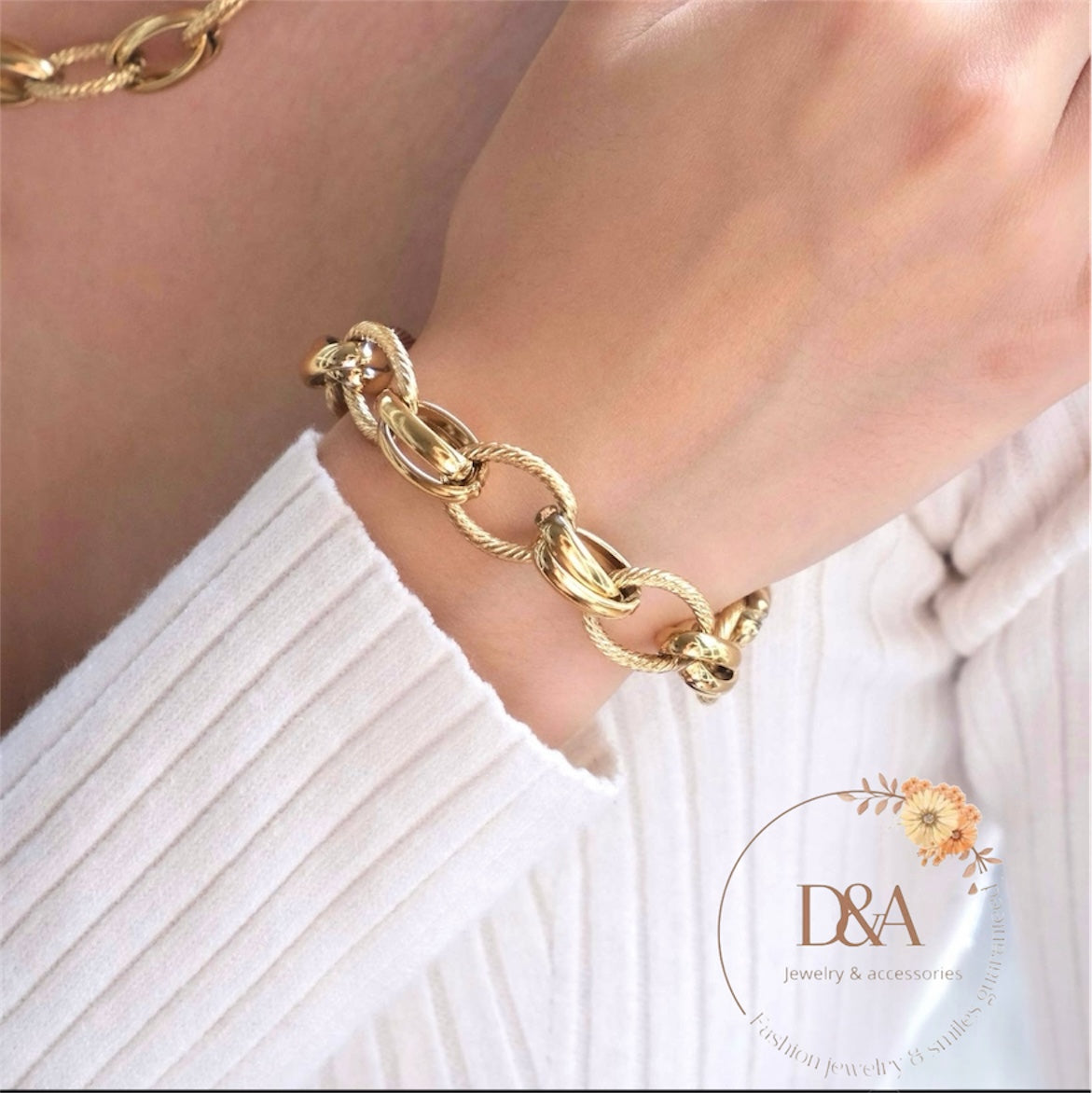 Bracelet chaine gros maillons Oniva: Argent