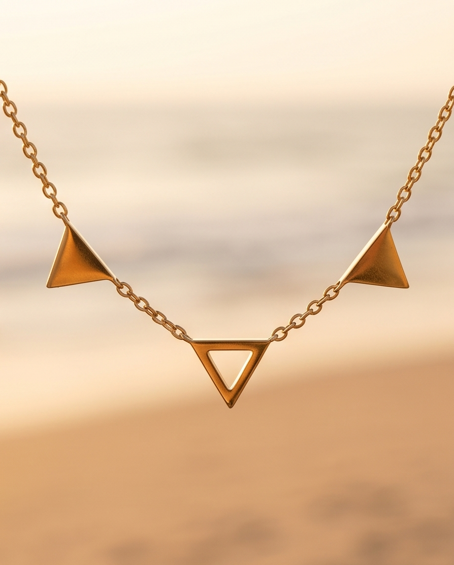Geometric Triangle Necklace in Stainless Steel – Gold or Silver