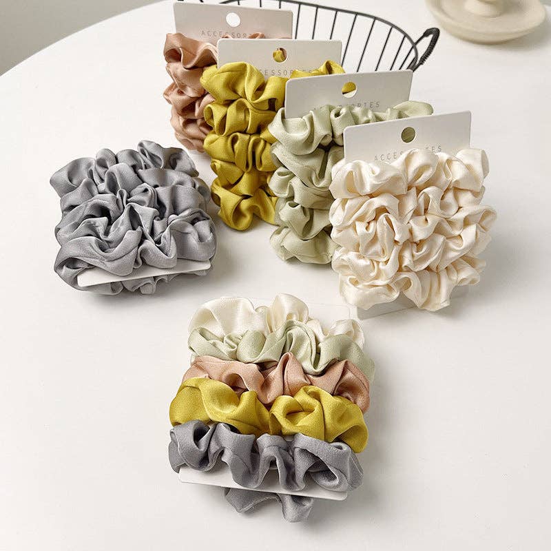 GIFTY - Ensemble de 5 chouchous pour cheveux en satin: MULTI