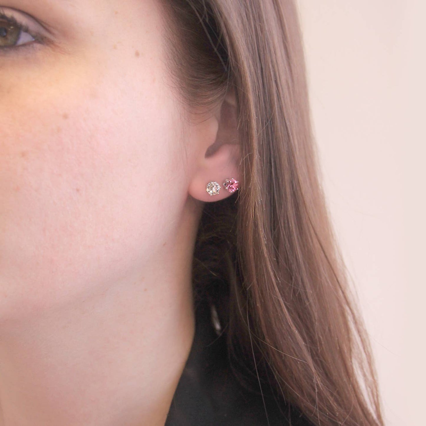 Oorbellen - zilver en roze