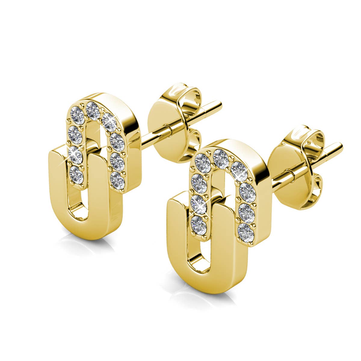 Boucles d'oreilles Union - Doré et Cristal