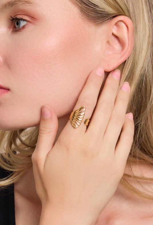 Bague coquillages doré