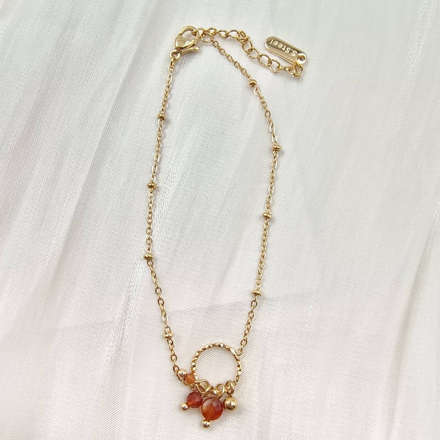 Bracelet chaîne simple  - Mila: Agate rouge