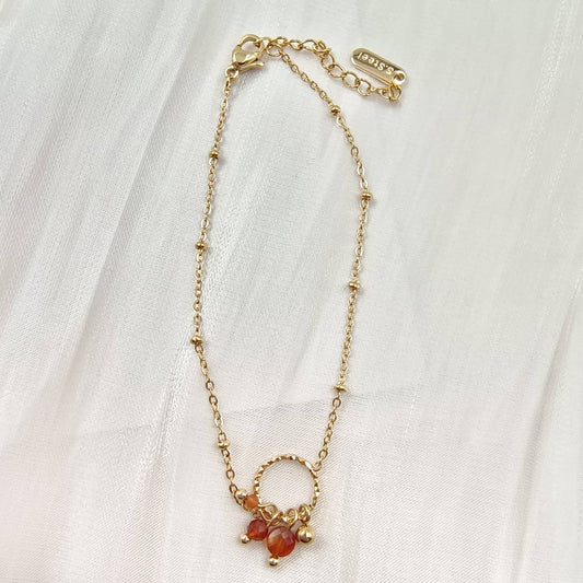 Bracelet chaîne simple  - Mila: Agate rouge
