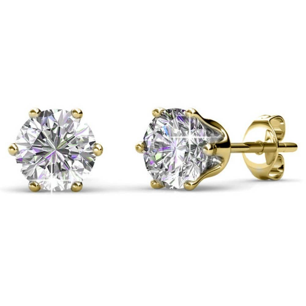 Boucles d'oreilles Birth Stone Avril - Doré et Cristal