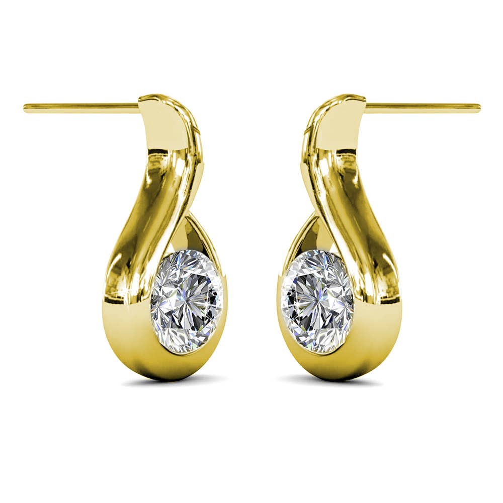 Boucles d'oreilles Wavvy - Doré et Cristal