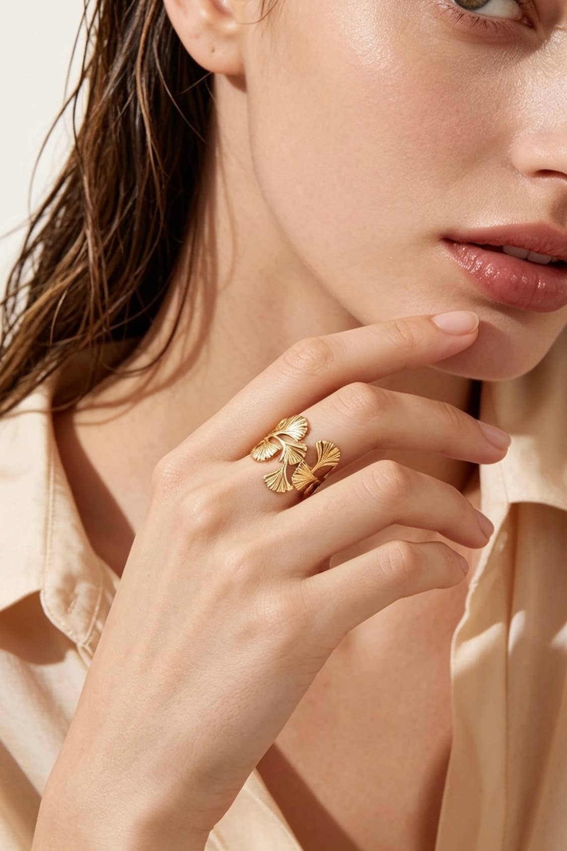 Bague Livia en acier inoxydable doré
