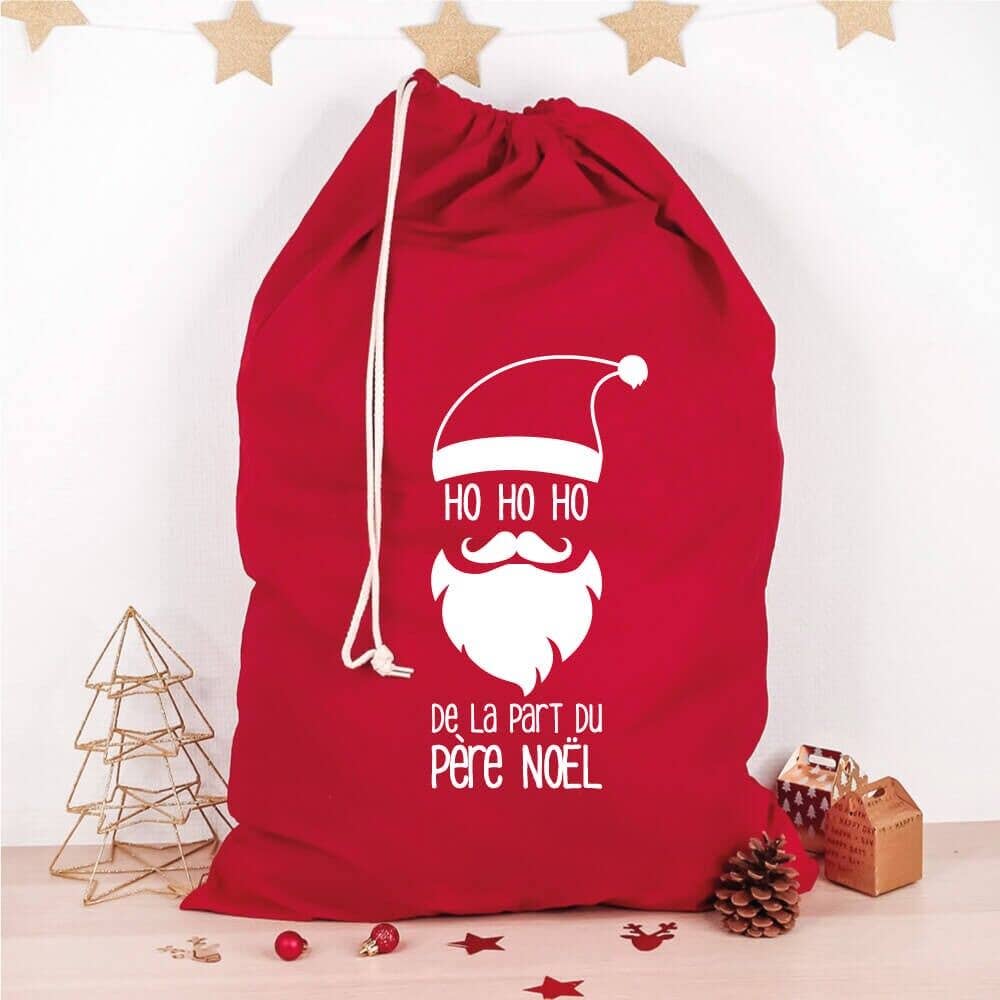 Kerstzak (49 x 75 cm) rood gezicht van de Kerstman