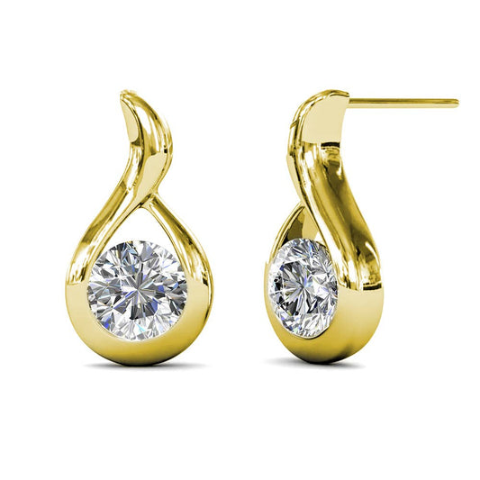 Boucles d'oreilles Wavvy - Doré et Cristal