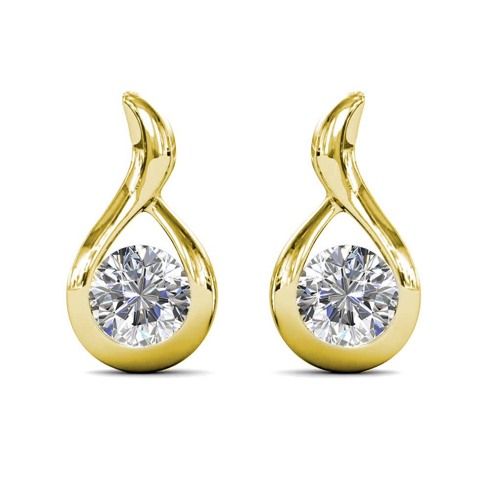 Boucles d'oreilles Wavvy - Doré et Cristal