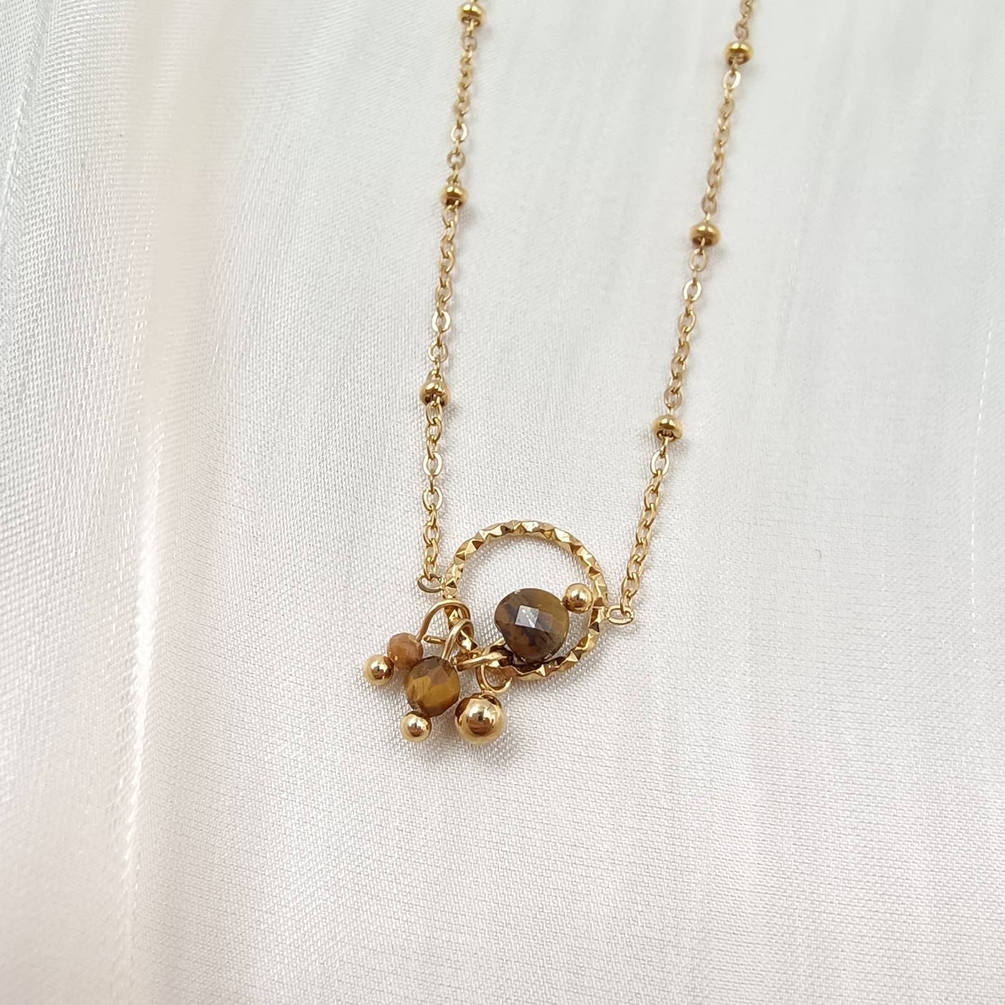 Bracelet chaîne simple  - Mila: Oeil de tigre