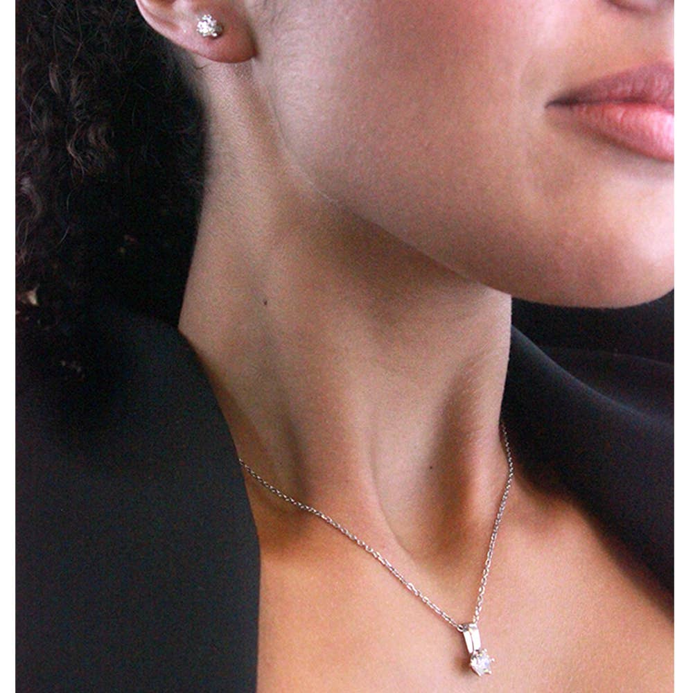 Boucles d'oreilles Avril- Argenté et Cristal